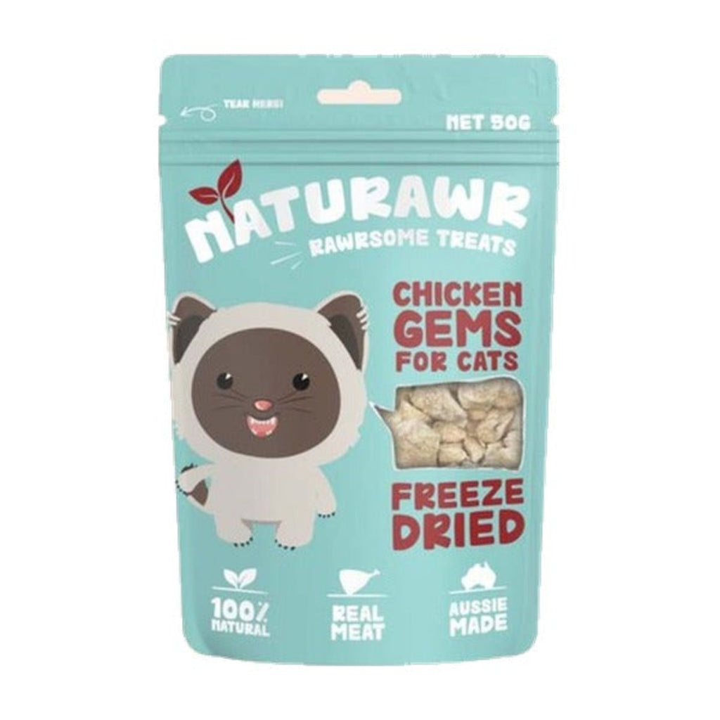 Naturawr Chicken Gems 50g freeze-dried chicken breast cat treats