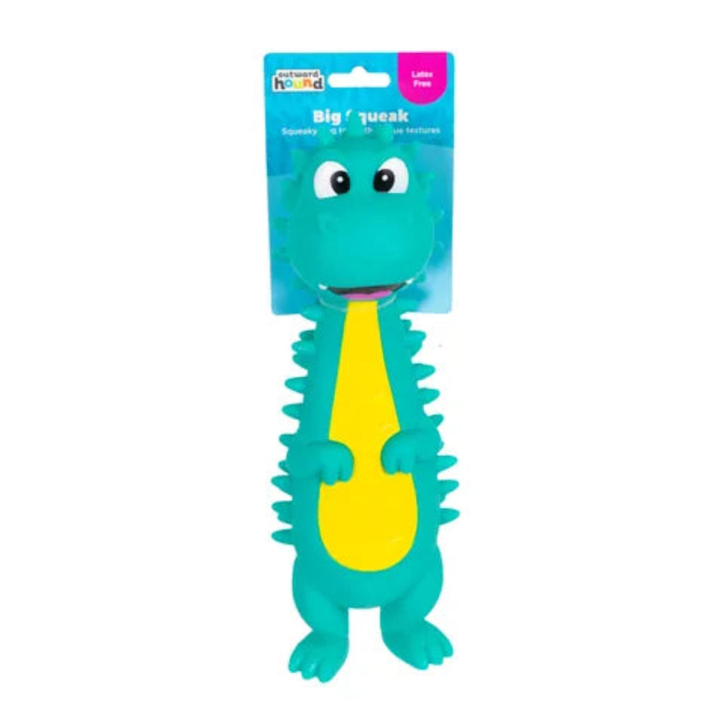 Outward Hound Latex-Free Big Squeak Dino squeaky dog toy