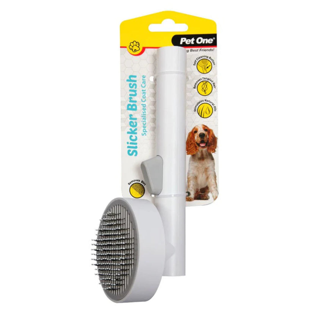Pet One Self Cleaning Slicker Brush for dogs and cats
