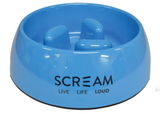 Scream Round Slow-Down Pillar Bowl Loud Orange – heavy duty plastic pillar obstacle slow feeder dog bowl in 200ml 400ml and 750ml sizes