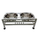Upmarket Pets & Aquarium | Water and Food Double Bowl on Stand (White) | Shop dog bowls online