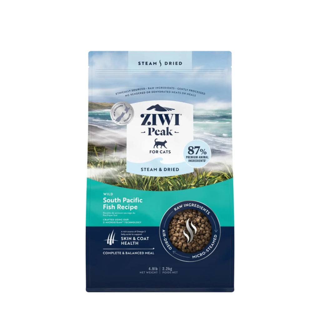 ZIWI Peak Steam and Dried South Pacific Fish dry cat food 800g – high-meat Z-MicroSteam recipe with wild-caught fish and mackerel for all life stages