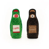 Zippy Paws Z-Stitch Happy Hour Crusherz Squeaker Dog Toy - Lager & Stout 2-pack