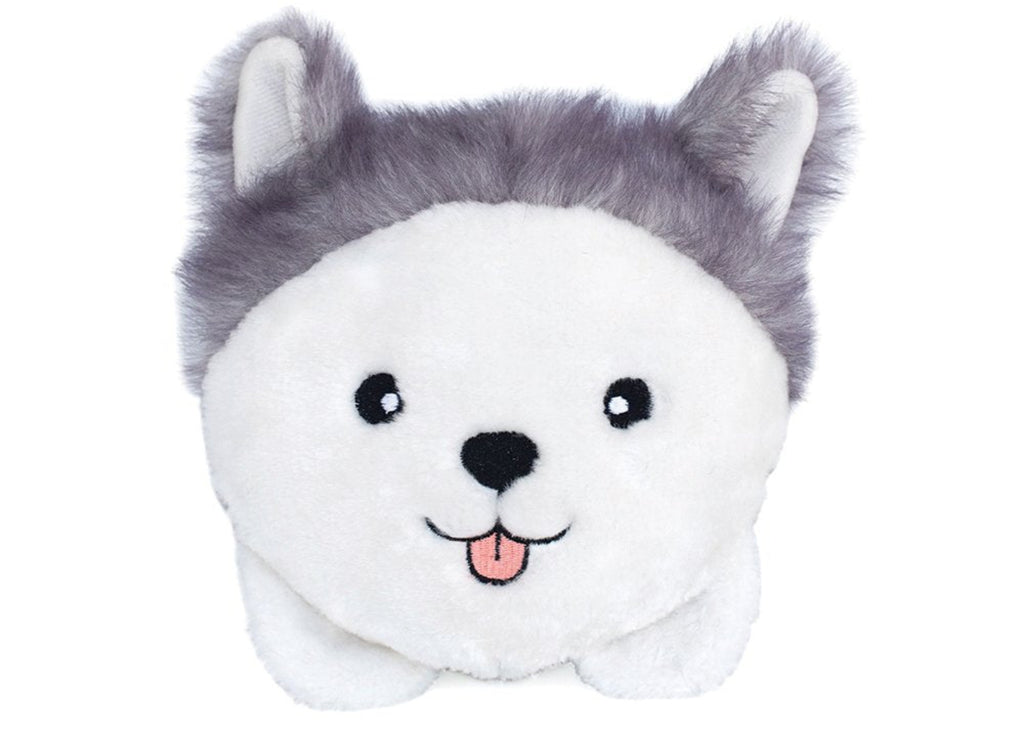 ZippyPaws Squeakie Buns Husky plush squeaky dog toy 17.5x20x10cm – round bun-shaped soft husky plush with squeaker for dogs of all sizes
