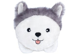 ZippyPaws Squeakie Buns Husky plush squeaky dog toy 17.5x20x10cm – round bun-shaped soft husky plush with squeaker for dogs of all sizes