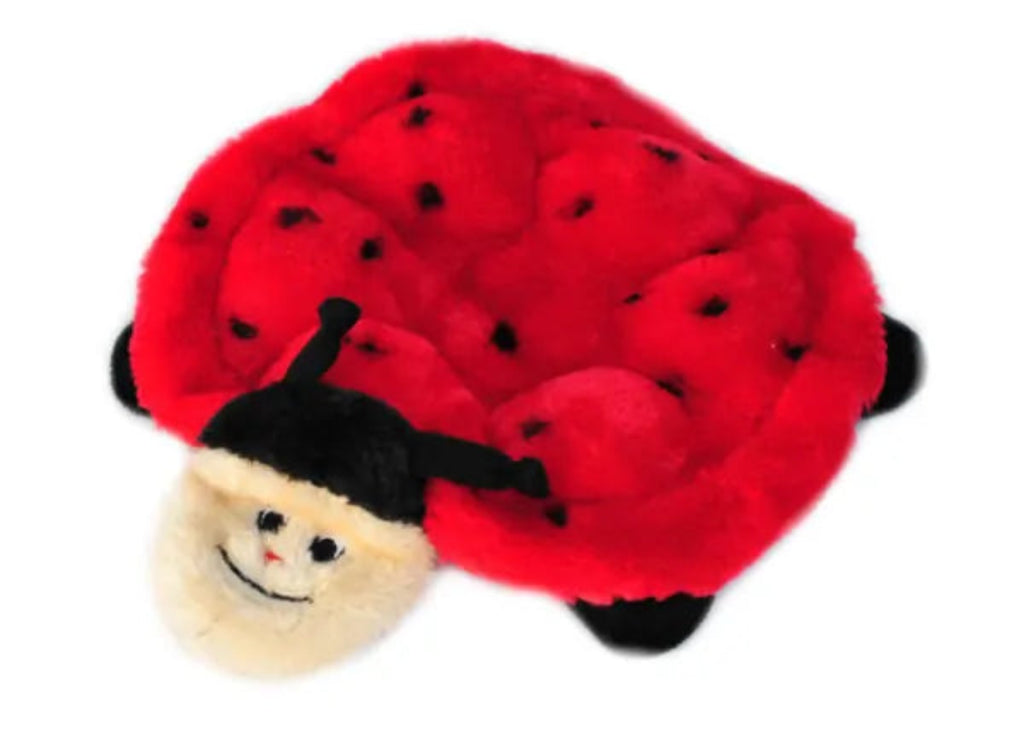 ZippyPaws Squeakie Crawlers Betsey The Ladybug flat plush dog toy – red ladybug with 7 squeakers and no stuffing for dogs