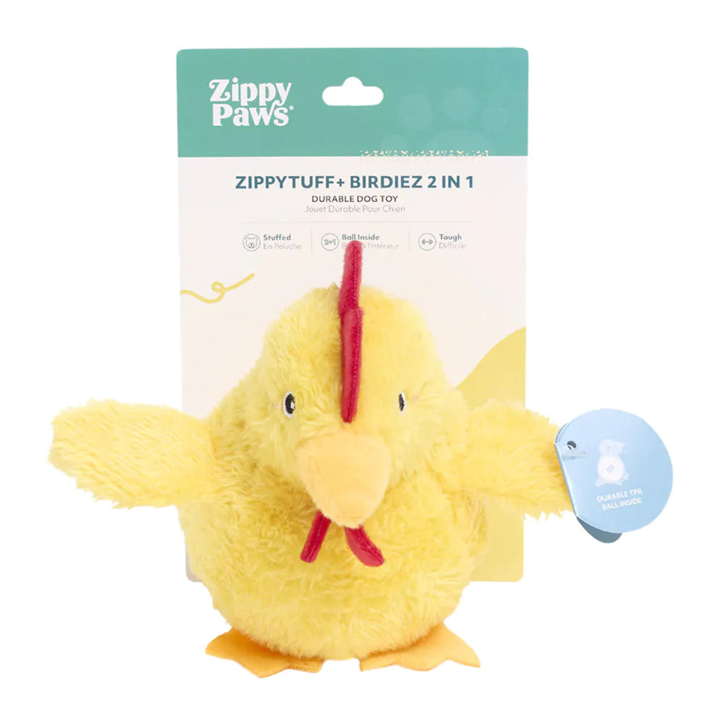 ZippyPaws ZippyTuff+ 2-in-1 Birdiez plush dog toy with durable inner ball – tear-apart dog toy for chewing and interactive play