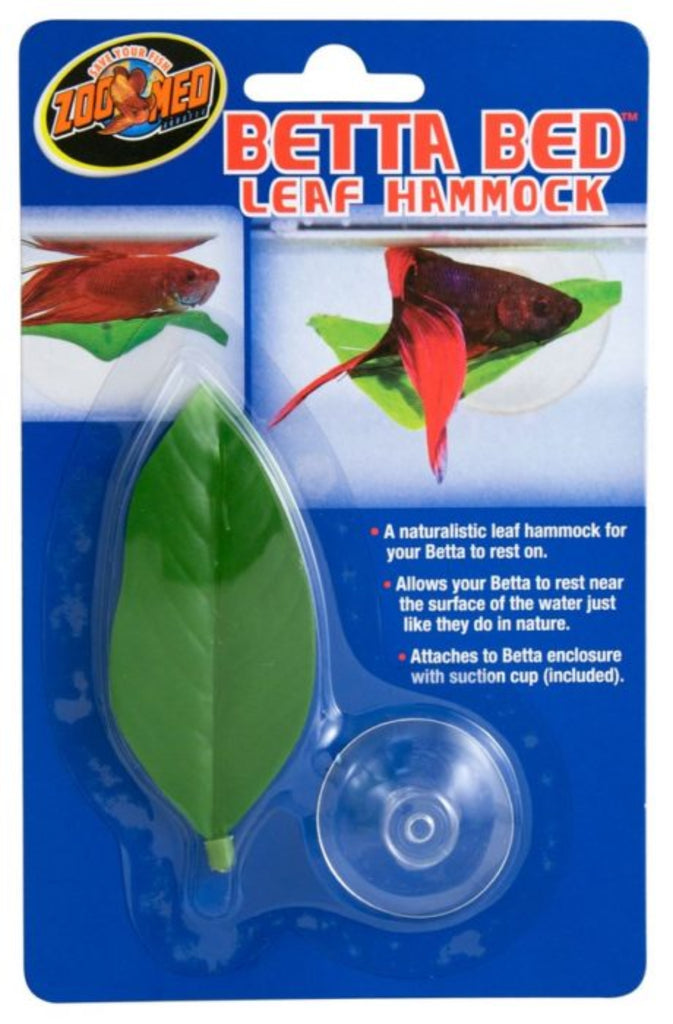 Zoo Med Betta Bed-Leaf Hammock – naturalistic leaf resting hammock with suction cup for betta fish to rest near the water surface