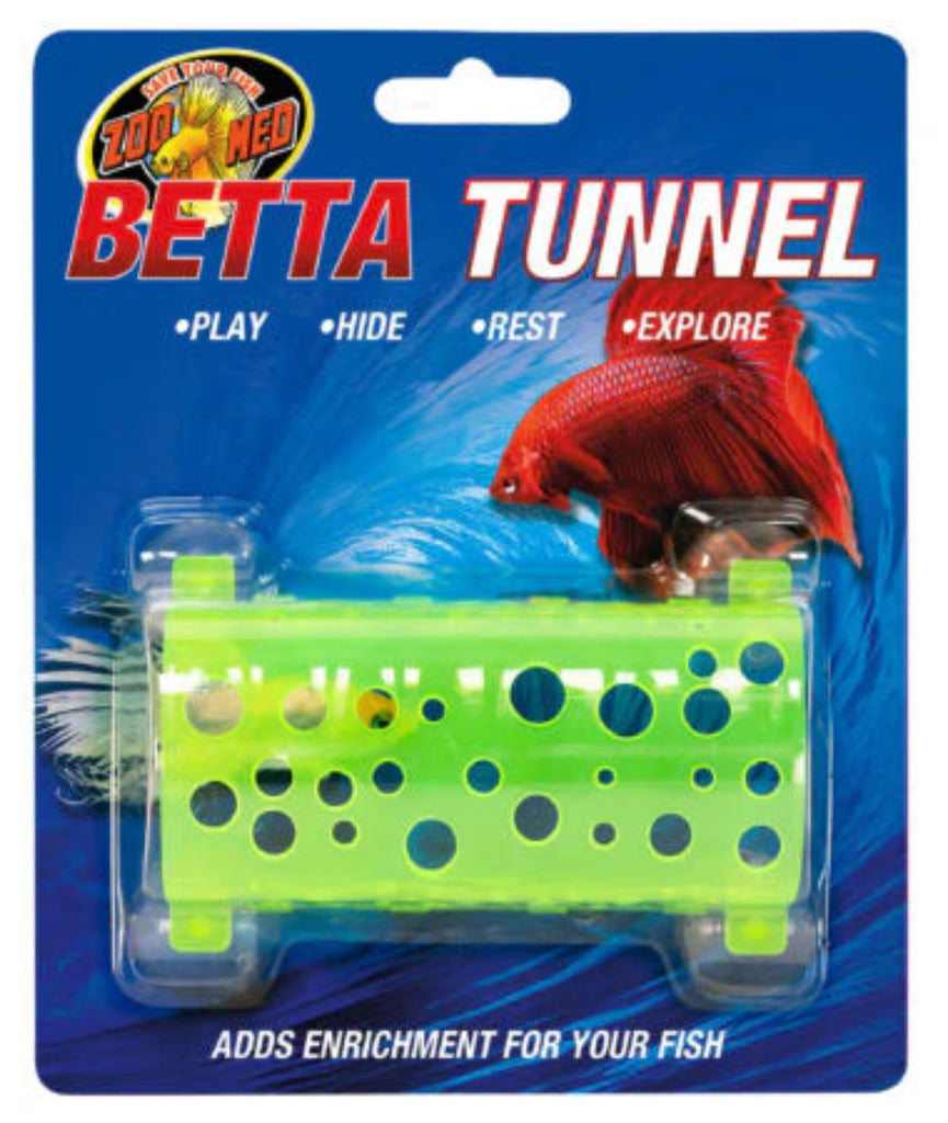 Zoo Med Betta Tunnel aquarium enrichment accessory – perforated tunnel for betta fish to play hide rest and explore in home aquariums