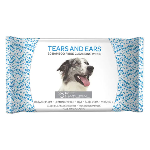 Pet Natural Tears & Ears Bamboo Wipes 20 pack