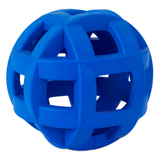 A blue JW Hol-ee Roller X dog toy with a honeycomb pattern.