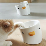 PURROOM Little Chicken Series - Plump Crooked Neck Ceramic Pet Bowl