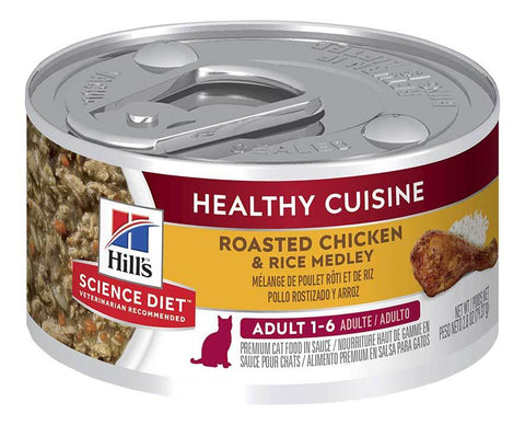 Upmarket Pets | Hills Science Diet Cat Adult Healthy Cuisine Chicken & Rice Medley Canned Cat Food 79g