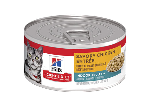 Upmarket Pets | Hills Science Diet Cat Adult Indoor SavoryChicken Entree Can 156g