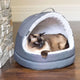 La Doggie Vita - Hooded Cat House Grey Oxford