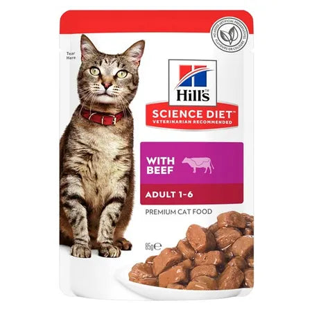 Upmarket Pets | Hills Science Diet Cat Adult Beef Pouch 85g
