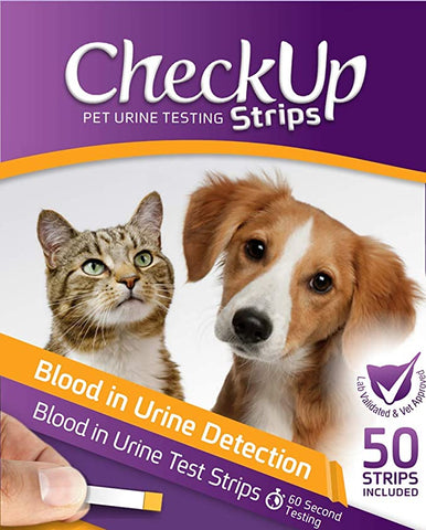 CheckUp DOG AND CAT URINE TESTING STRIPS FOR DETECTION OF BLOOD IN THE URINE 50pk