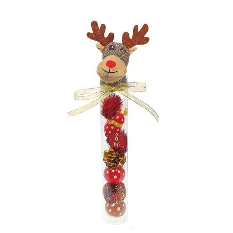 Kitty Play® CHRISTMAS CAT TOY REINDEER CANISTER