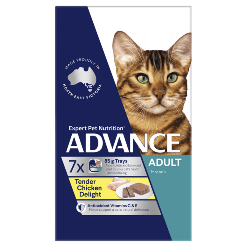 Advance Adult Cat Tender Chicken Delight wet cat food trays 7 x 85g multipack