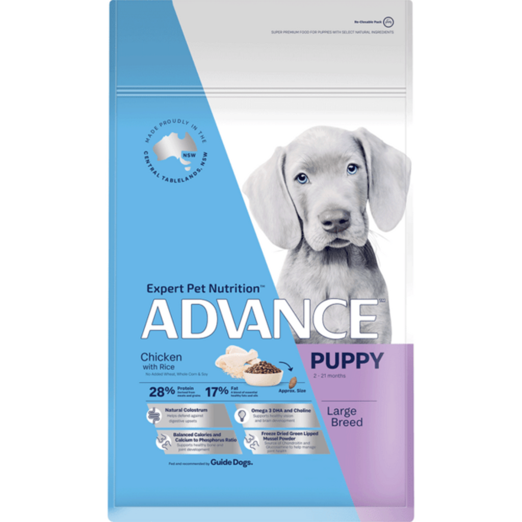 Advance Puppy Growth Large Breed Chicken with Rice dry dog food 15kg – Australian-made complete balanced dry food for large breed puppies