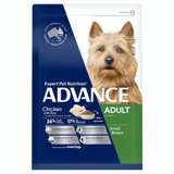 Advance Small Toy Adult Dog Breed Chicken with Rice dry dog food – Australian-made complete balanced dry food for small and toy breed adult dogs in 3kg and 8kg