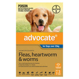 Advocate Dog Over 25kg Blue monthly spot-on flea heartworm and worm treatment for extra large dogs – 3 pack and 6 pack available