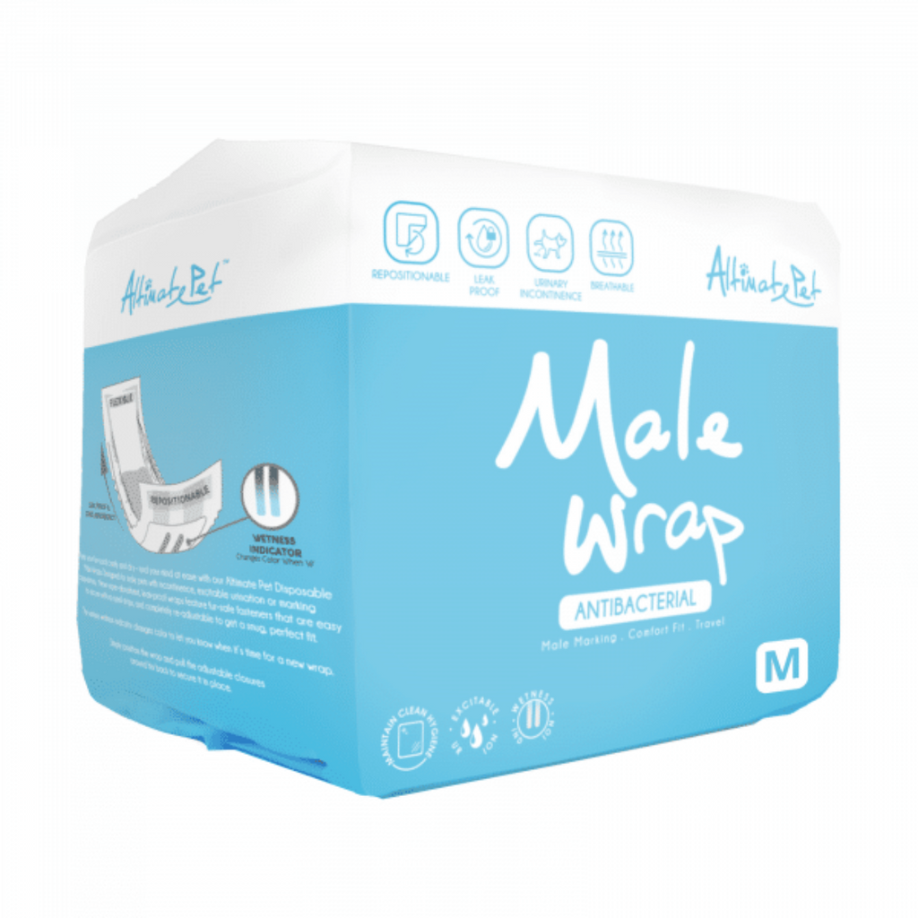 Altimate Pet disposable male dog wraps pack in blue and white packaging