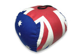 Australian flag soft plush cotton ball dog toy – padded fetch and chew ball with grab loop for small dogs and teething puppies