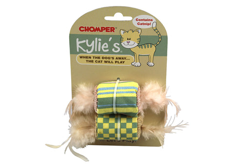 Chomper Kylies Jute Vintage Play Cylinders with Feathers