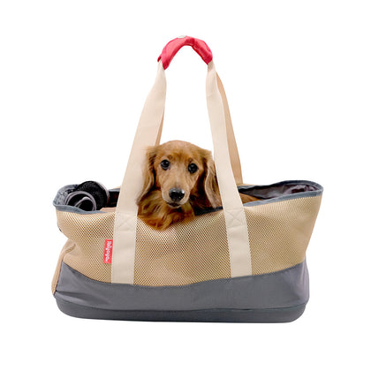 Ibiyaya Light Pet Carrier with Hardshell Base For Dachshunds and Long Pets - Khaki