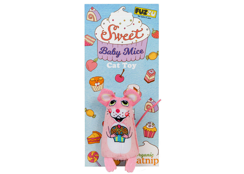 Fuzzu Sweet Baby Mice Cat Toy Cupcake Mouse
