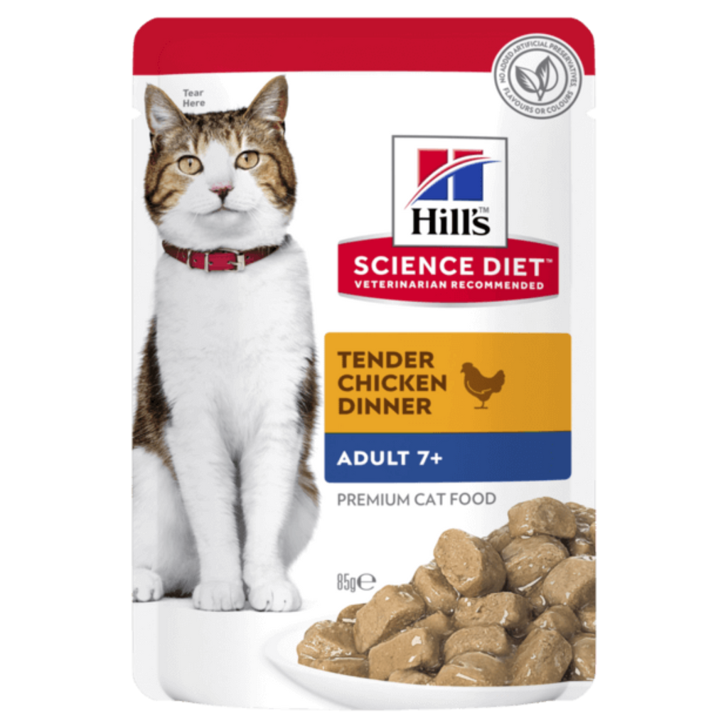Hill's Science Diet Adult 7+ Tender Chicken Dinner wet cat food 85g pouch
