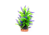 Kazoo Thin Leaf with Purple Flower Combination Plant artificial aquarium plant with green leaves, purple flowers and weighted base