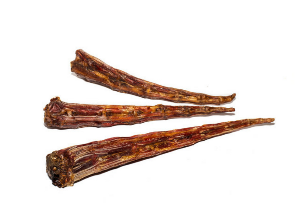 Kirby Pet Treats dried kangaroo tail tips natural dog chew on a white background