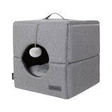 La Doggie Vita - Como Grey Cat Cube with Pom Pom