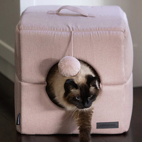 La Doggie Vita - Como Pink Cat Cube with Pom Pom