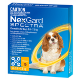 NexGard Spectra chewables for dogs 3.6 to 7.5kg yellow pack flea tick and worm treatment