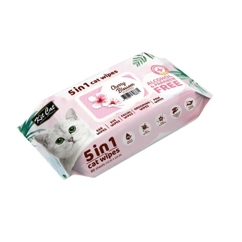Kit Cat Anti Bacterial Wipes for Cats - Cherry Blossom 80 Sheets
