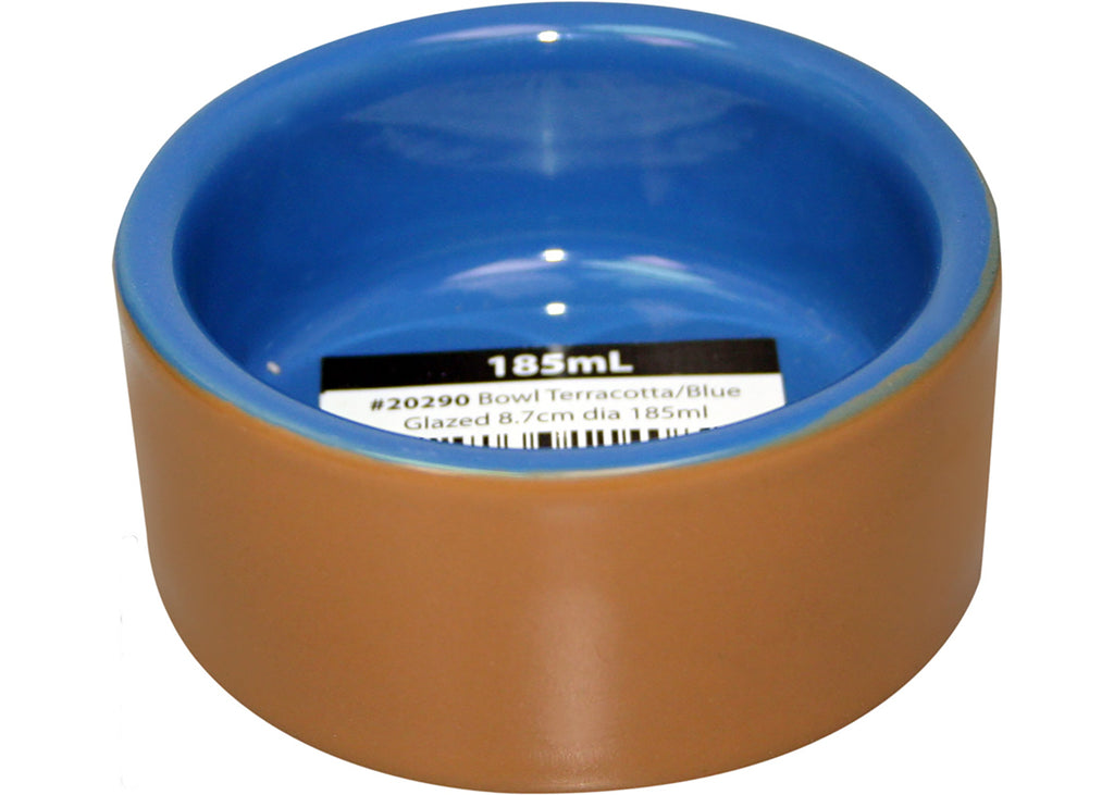 Pet One Blue Glazed Terracotta Dog Bowl