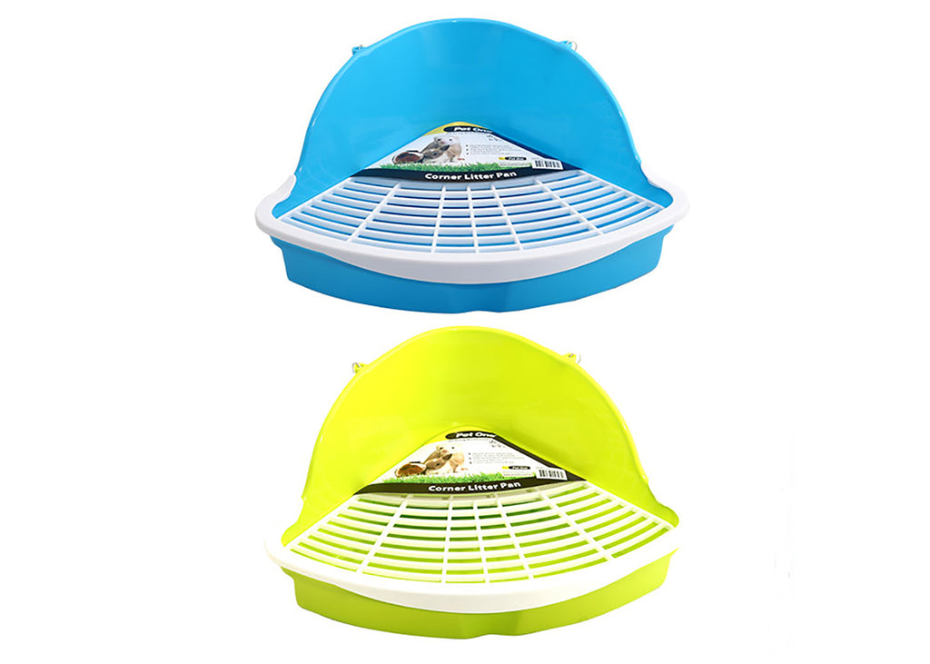 Pet One small animal corner litter pan with high back and grid