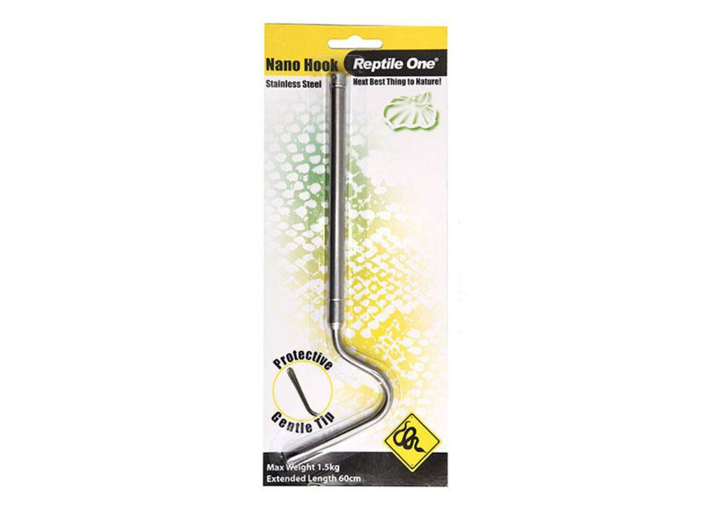 Reptile One Nano Snake Hook extendable 20cm to 60cm – stainless steel snake handling tool with gentle protective tip for small snakes