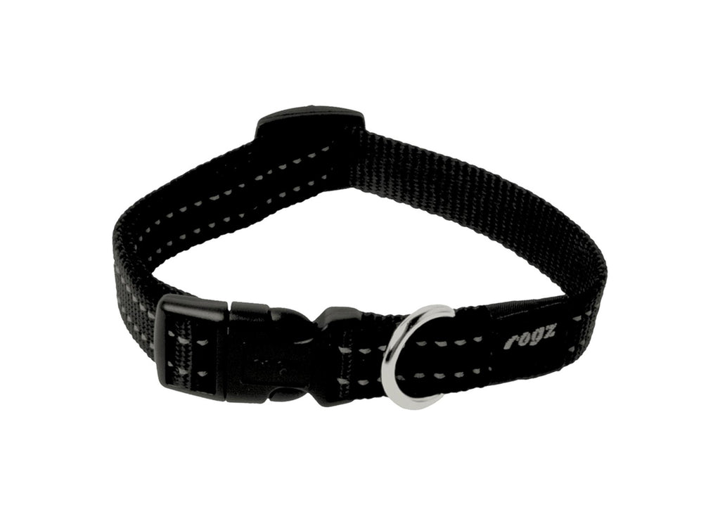 Rogz Snake medium dog collar in nylon with reflective stitching and side-release buckle