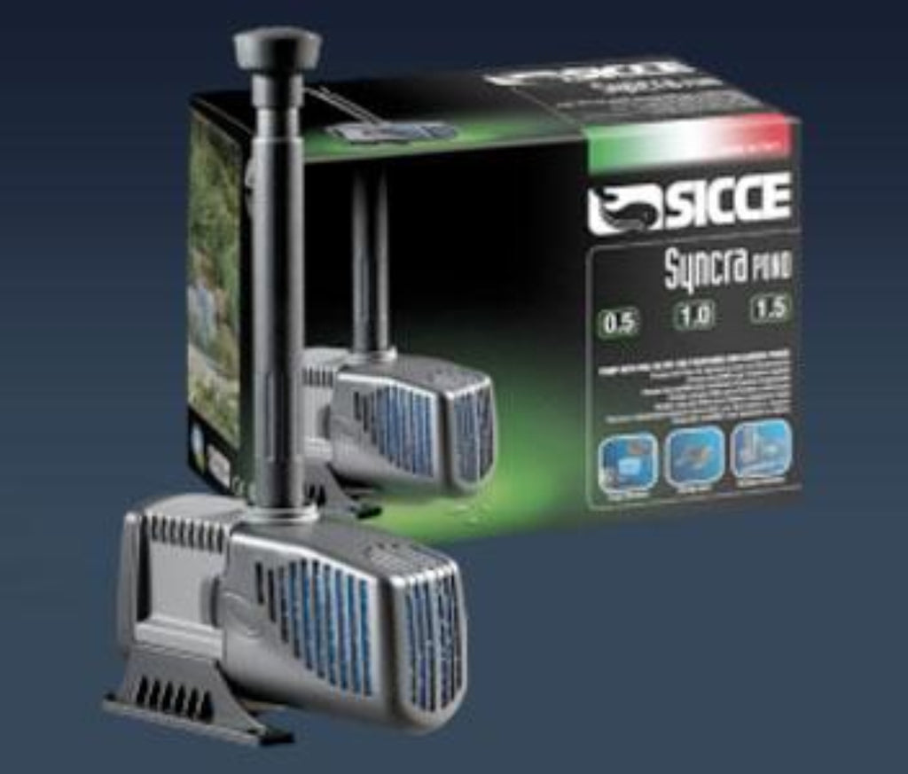 SICCE Syncra Pond 1.5 fountain and pond pump – 1350 L/h pump with fountain nozzles, T-valve and pre-filter sponge for small ponds and water features