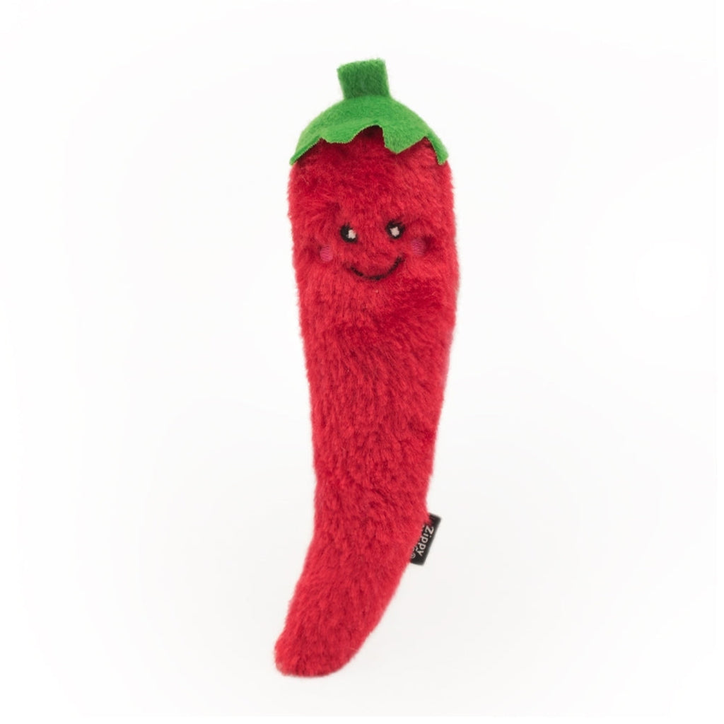 ZippyClaws Kickerz Pepper catnip kicker cat toy – elongated plush chilli pepper catnip toy for cats to grab hold and bunny-kick