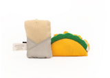 ZippyClaws NomNomz Taco and Burrito 2-pack catnip plush cat toys – taco with fabric strands and burrito kicker toy with catnip and wand loop for cats