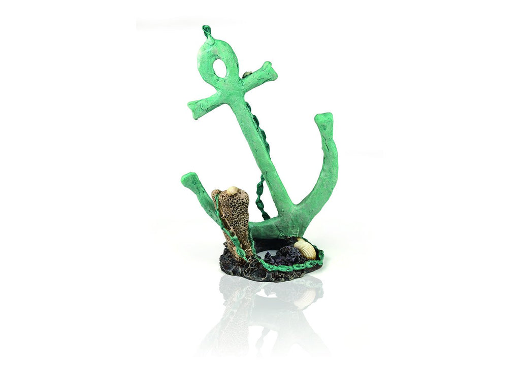 biOrb Anchor Ornament by Samuel Baker, a turquoise resin anchor aquarium sculpture