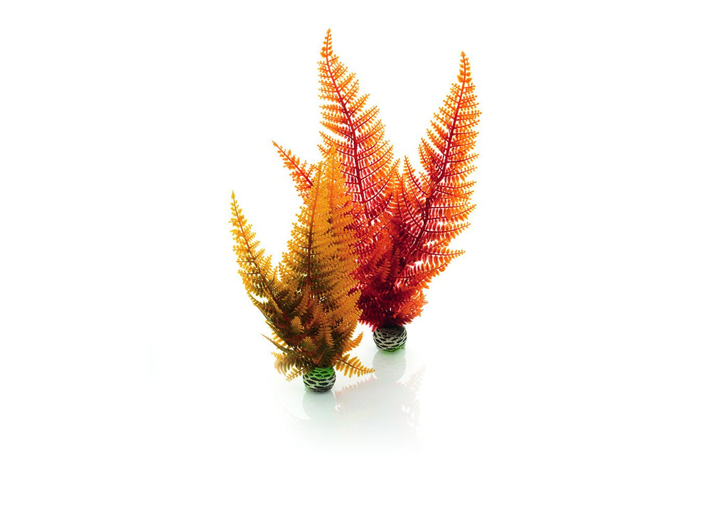biOrb Autumn Fern set of 2 artificial aquarium plants in orange, red and gold with weighted ball bases
