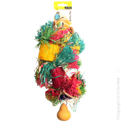 Bird Toy Loofa With Raffia Wooden Beads And Gourd