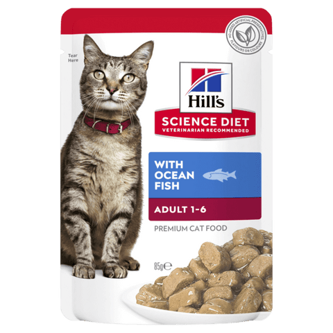 Upmarket Pets | Hills Science Diet Cat Adult Ocean Fish Cat Food Pouches 85g
