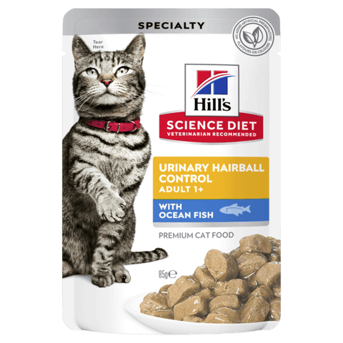 Hills Science Diet Cat Adult Urinary Hairball Control Ocean Fish Pouch 85g